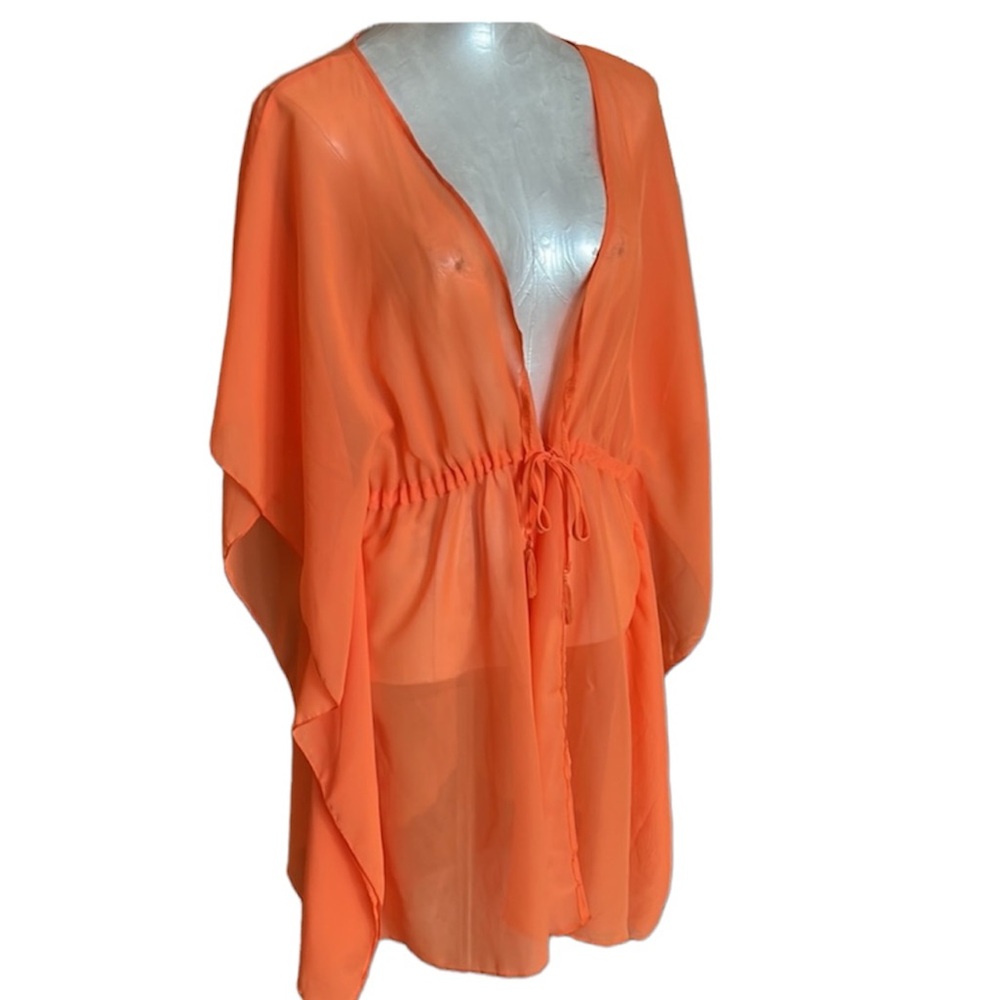 YMI Swimwear women’s swim coverup color tangerine NEW front tie size XL